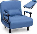 RELAX4LIFE kokkupandav magamistool 3-in-1, kokkupandav tool pol&uuml;estrist, pestav, diivanvoodi 2 rattaga ja reguleeritava seljatoega, k&uuml;lalistevoodi magamisfunktsioon, sisaldab padja, maksimaalne koormus 150 kg (sinine)