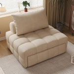 Magamistooli voodi, 3-in-1, teisaldatav tugitoolivoodi, kokkupandav diivanvoodi koos padjaga, pikendatav diivanvoodi elutuppa, korterisse (v&auml;rv : beež, suurus : 125cm)