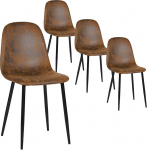 FurnitureR 4 s&ouml;&ouml;gitooli komplekt Faux Suede Skandinaavia Vintage k&ouml;&ouml;gitoolid s&ouml;&ouml;gituppa, must jalg, pruun