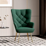 Tugitool Elutuba &Uuml;ksik diivan Lounge Chair Modern Recliner tool kuldsete metalljalgadega Velvet elutuppa magamistuppa kuni 150 kg roheline