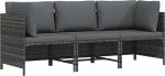 Modulares Ecksofa mit Kissen Grau Poly Rattan f&uuml;r Garten Lounge Set, Ecksofa mit abnehmbaren Kissen als modulares Poly Rattan