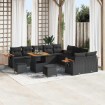 Modulares Gartensofa-Set 17 St&uuml;ck in Schwarz aus Poly-Rattan mit Kissen - 17-teiliges Outdoor-Sofa-Set als Gartenm&ouml;bel