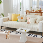 Modernes, Minimalistisches Sofabezug-Set In L-Form Mit Kissenbezug, Rutschfester, Haustierbest&auml;ndiger M&ouml;belschutz(Beige,110 * 240cm/43 * 94in)