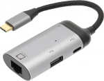 Bewinner USB C Ethernet adapter, 3 in 1 Type C Gigabit Ethernet LAN v&otilde;rku, 10/100/1000 Mbit/s, PD kiirlaadimisega, USB A, USB C port s&uuml;learvutitele, tahvelarvutitele.