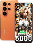Blackview Wave 10 mobiiltelefon ilma lepinguta, 32GB + 128GB/2TB Android 16 telefon, 6,88-tolline 120Hz Gemini AI nutitelefon ilma lepinguta, 5000mAh, 32MP + 13MP, WiFi 5, s&otilde;rmej&auml;lg/GPS/OTG/FM/Mobiiltelefonikott, oranž