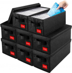 DVD-Aufbewahrungsbox, 40 x 20 x 15 cm, DVD-H&uuml;llen, Aufbewahrung mit Deckel, Beh&auml;lter f&uuml;r 50 DVDs in vollen Schmuckh&uuml;llen, 85 DVDs in schlanken H&uuml;llen und 220 Discs in CD-H&uuml;llen, Organizer f&uuml;r