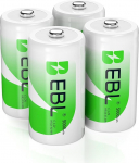 EBL Baby C aku 5000 mAh - NI-MH laetav akupakett (4 tk) koos hoiukarbiga, 1,2 V t&uuml;&uuml;pi C aku.