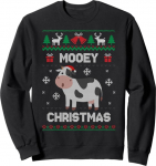 Mooey Christmas Cow Santa Ugly Christmas Sweater kampsun kampsun
