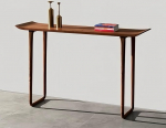 Konsolentisch Schmal aus Massivem Ulmenholz, Beistelltisch Schmal im Mid-Century-Stil, Flurtisch f&uuml;r Wohnzimmer und Flur mit Naturlicher Holzmaserung(160x35x88 cm/63x14x35 in)