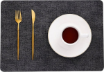Tischset Rechteckig Leder, 4er-Set 1,8 mm Dicke, Elegantes l&auml;ngliches Platzsets f&uuml;r k&uuml;che Speisetisch Hotel, Platz-Matten, 43x30cm, Dunkelgrau
