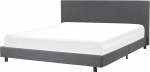 Beliani Albi kaasaegne pehmendusega voodi Linen Look Grey 180 x 200 cm kangast voodiraamiga