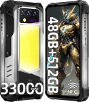 OUKITEL WP100 Titanium 33000 mAh v&auml;ljas mobiiltelefon 5G sisseehitatud 100 luumeniga projektoriga, 48GB + 512GB 6,8-tolline FHD+ v&auml;litingimustes kasutatav nutitelefon ilma lepinguta koos 1200 luumeniga matkavalgustusega, 200MP+32MP+