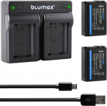 2 x Blumax aku &uuml;hilduv Sony NP-FW50 [950 mAh] + topeltlaadija Alpha 7 7II 7R 7S II 55 6300 6500 / NEX-7 NEX-F3 / DSC RX10 IV // ZV-E10 jaoks
