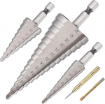5 Piece Step Drill Saw Drill Bit Centre Punch Set 4-12 4-20 4-32 mm Titanium Coated Wood Metal Hole Cutter