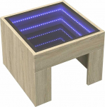 vidaXL kohvilaud, Infinity LED k&uuml;ljelaud, diivanilaud, kohvilaud elutuppa, teelaud, elutoa laud, Sonoma tammepuust materjal klaasist