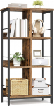 VASAGLE Regal mit 3 Ebenen, B&uuml;cherregal, Standregal mit 6 F&auml;chern, f&uuml;r Wohnzimmer, Schlafzimmer, Arbeitszimmer, K&uuml;che, 30 x 60 x 114 cm, vintagebraun-tintenschwarz LLS178KD01