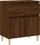 vidaXL Sideboard, kapp 2 sahtliga, 2 kambriga, Highboard elutoa kapp puidust jalgadega, kapi k&uuml;lgkapp, k&uuml;lgkapp, pruun tamme v&auml;limus, puitmaterjalid