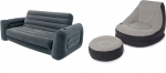 Intex diivanvoodi, 66552, 203 x 224 x 66 cm ja Ultra Lounge t&auml;ispuhutav m&ouml;&ouml;bel, hall, 102 x 137 x 79 cm / l&auml;bim&otilde;&otilde;t 64 x 28 cm.