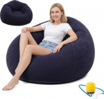 Aufblasbarer Sessel Sitzsack, Aufblasbares Sofa, Wasserdichtes Luftsofa Aufblasbares, mit Luftpumpe, Tragbares Flocking Aufblasbare Couch f&uuml;r Outdoor, Camping, Reisen, Strand, Pool (Blau)
