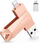 Patianco USB m&auml;lupulk iPhone'ile 512 GB, MFI sertifitseeritud, v&auml;line m&auml;lupulk iOS, USB 3.0 Pendrive 3 in 1 m&auml;lupulk Android mobiiltelefonile/Laptop/PC/Mac/iPad (roosa)