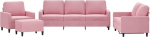 4-TLG. Sofagarnitur & Couchgarnitur Rosa Samt Eckcouch mit Kissen f&uuml;r Wohnzimmer, B&uuml;ro, Apartment