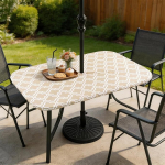 Eternal Beauty Rechteckige Tischdecke, 91 x 132 cm, mit elastischem Rand, auslaufsichere Tischdecke, Outdoor-Tischdecke mit Schirmloch und Rei&szlig;verschluss, f&uuml;r Terrasse, Garten, Picknick, Camping (91 x