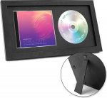FramePro CD Music Frame Display Case Display 36,2 x 19,61 cm Disc ja CD Box Ehtne klaas EVA vahuga ja lauaplaadiga Alus tahke puit Must