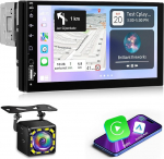 NHOPEEW 1Din 7-Zoll-Autoradio mit IOS/Android Mirror Link - 1-Din-Autoradio mit Bluetooth, FM, EQ, Lenkradsteuerung, USB, AUX, SD-Karte und HD-R&uuml;ckfahrkamera