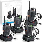 eSynic Wiederaufladbare Walkie-Talkies 2 Sets, 2-Wege-Funkger&auml;t PMR446 Lizenzfrei 16 Kan&auml;le - VOX, LED-Taschenlampe, Freisprechkommunikation f&uuml;r Outdoor, Schule, Zuhause und Teamnutzung
