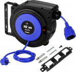 EnergyPro kaablirull 15 m + 2 m, 2300 W kaablirull, seinale paigaldatav pikenduskaabel, automaatne kerimine, 180&deg; p&ouml;&ouml;ramine, T&Uuml;V tuvastamine, sisaldab paigaldusmaterjali, Sinine