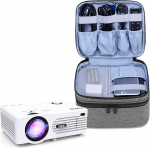 Luxja Projector Bag for Mini Projector, Compatible with APEMAN, QKK, DR.Q and Other Mini Projectors and Accessories, 23 cm x 19 cm x 10 cm, Grey