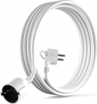 MutecPower 3 meetri pikenduskaabel lamedate pistikutega Kvaliteetne plastist Schuko pikendus lamedate pistikutega maanduskontaktiga 90&deg; nurgapistik ja maanduskontaktiga &uuml;hendus kuni 250V 16A IP20-3m Valge