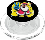 Weihnachtsmann Friedenszeichen Retro Pop Charakter Grafik Kunst lustig PopSockets PopGrip f&uuml;r MagSafe