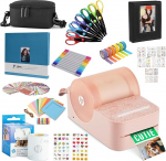 HP Sprocket Panorama Portable Instant Color Label Photo Printer (Pink) Craft Pack with Case, Zinc Roll, Photo Album, Markers, Scissors, Tape, Stickers and Frames
