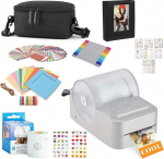 HP Sprocket Panorama Portable Instant Colour Label Photo Printer (Grey) Gift Pack with Case, Zinc Roll, Photo Album, Markers, Stickers and Frames