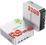 GEEKOM AI Mini PC A8 Max koos AMD Ryzen 9 8945HS, 3-aastane garantii, 32 GB DDR5 RAM (mitte fikseeritud LPDDR) 1 TB SSD, Micro PC W-11 Pro | 8 USB-pesa | 8K UHD | Dual LAN port, m&auml;ngimiseks/loominguks.