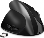 Vasakuk&auml;eline hiir, AURTEC laetav 2.4G traadita ergonoomiline vertikaalne hiir USB-vastuv&otilde;tjaga, 6 nuppu ja 3 reguleeritavat DPI 800/1200/1600 vasakule k&auml;ele, must