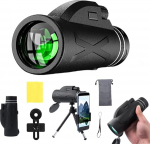 Zoom Monocular 12 x 40 Telescope for Adults - Compact HD Monocular with BAK4 Prism FMC Lens - High Performance Telescope with Phone Holder Tripod for Bird Watching Travel Hunting Hiking