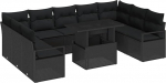 10-teiliges Garten Sofa Set mit Kissen schwarzes Poly-Rattan Gartenlounge Model3357626