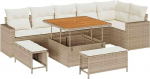 Rantry 9-teiliges Garten Sofa Set mit Kissen Beige Poly Rattan Akazie Gartenlounge Model3363576