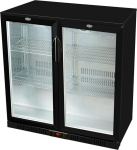 Glass Door Fridge 90 x 90 x 52 cm Black | Drinks Fridge with Double Doors, Bottle Cooling, Beer Cooling | Commercial Fridge with 208 L Cooling Volume | Base Counter with Manual Temperature Control