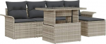 Rantry 6-teiliges Garten Sofa Set mit Kissen in Hellgrauem Poly Rattan Gartenlounge Model3348268