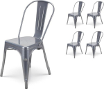 KOSMI - Seljatoolid hallist metallist argent&eacute; style industriel - Aspect Brillant