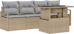 Rantry 5-teiliges Garten-Sofa-Set mit Kissen Beige Poly Rattan Gartenlounge Model3357463