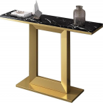 lyxamjrzyp Marmorkonsool f&uuml;r Diele, Schmaler Flurtisch mit Metallrahmen, Langer Konsolentisch f&uuml;r Wohnzimmer, Flur oder Schlafzimmer(Black,39.3in/100cm)