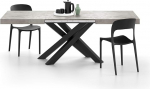 MOBILI FIVER, Emma 140 cm pikendatav laud, hall betoon, mustad X-jalad, laminaat, raud, valmistatud Itaalias.