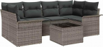 Rantry 7-teiliges Garten-Sofa-Set mit Kissen Grau Poly-Rattan Gartenlounge Model3345259