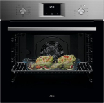 AEG Built-in Oven - Series 5 with Ring Hot Air: Even Cooking Results on 3 Levels - Steam Cleaning - A - Electronic Clock with Timer Functions - Grill Function - Stainless Steel - OU5AB20ZSM