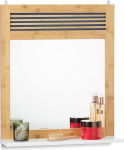 Relaxdays Bathroom Mirror with Shelf, Decorated Wall Mirror, Bamboo Bathroom Mirror 61 x 53 x 15 cm, Natural White Standard