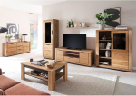 Living Room Furniture Set Partially Solid Oak 6 Pieces 1 Display Cabinet 1 Wall Shelf 1 Lowboard 1 Highboard 1 Coffee Table 1 Sideboard